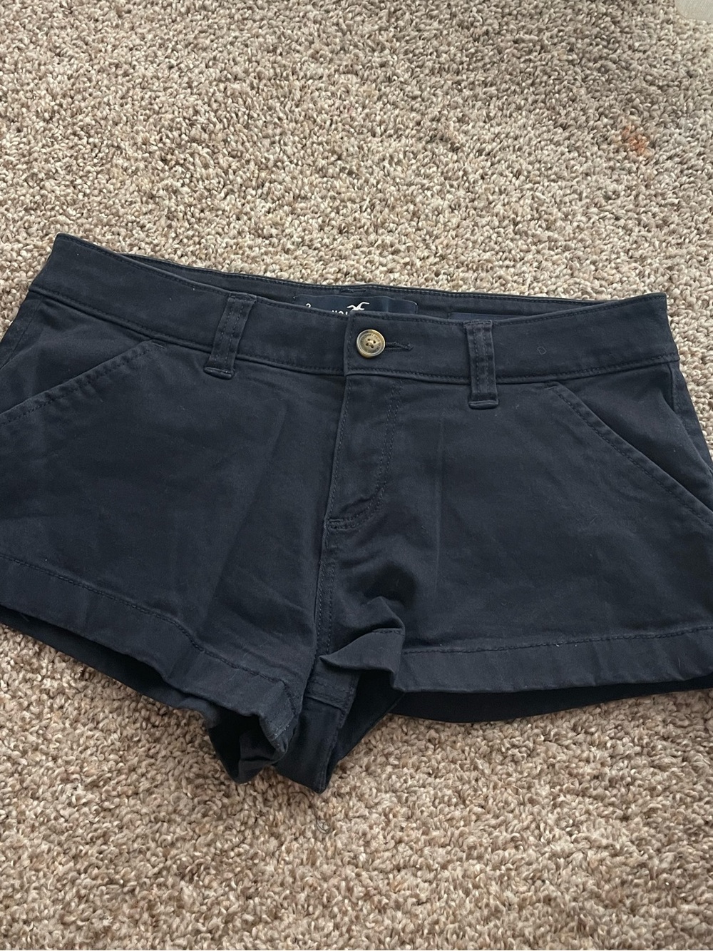 Hollister Vintage Y2K Low Rise Micro Shorts Navy Size 3 W26